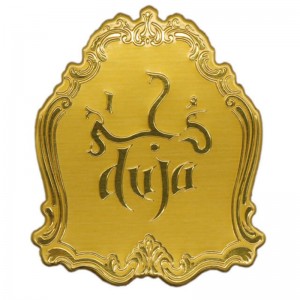 Metal Gold Anodized อลูมิเนียมที่กำหนดเองสติกเกอร์น้ำหอม